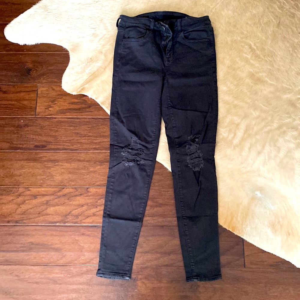 American Eagle AE Womens Dark Gray Jeans 4 Hi Rise Jeggings